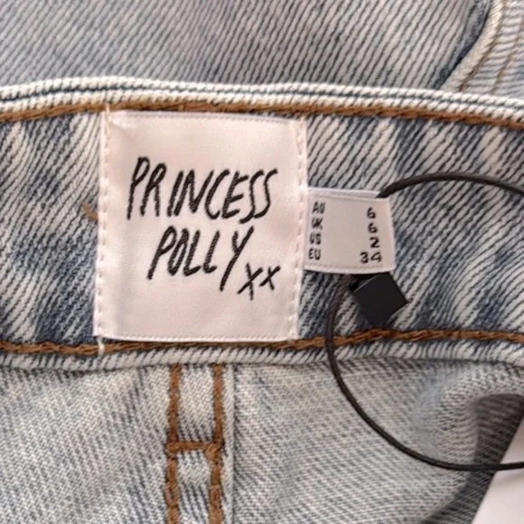 Princess Polly Laurena Denim Shorts. High Rise. Light Wash. Size 2. NWT. - Picture 12 of 14